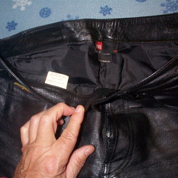 Diesel Vintage Leather unisex motorcycle biker pants size 27 - Picture 3 of 7